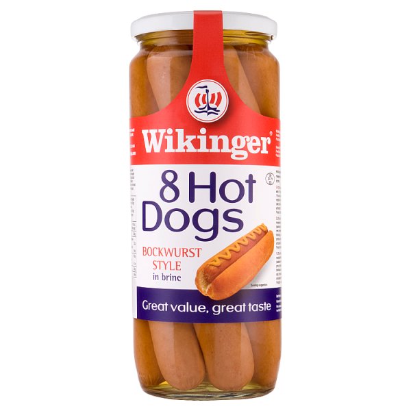 1030g Wikinger 8 Hot Dogs Bockwurst Style in Brine - Bulk Food Ration Storage