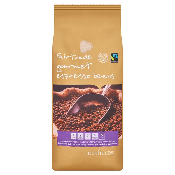1kg Lichfields Fairtrade Gourmet Espresso Beans - Bulk Food Ration Storage