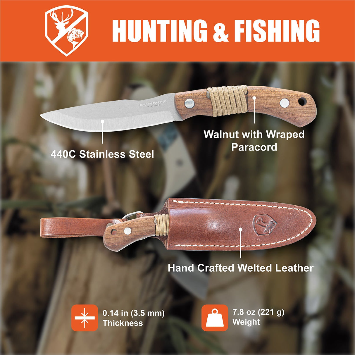 Condor Mountaineer Trail Hunter Fixed Blade Knife