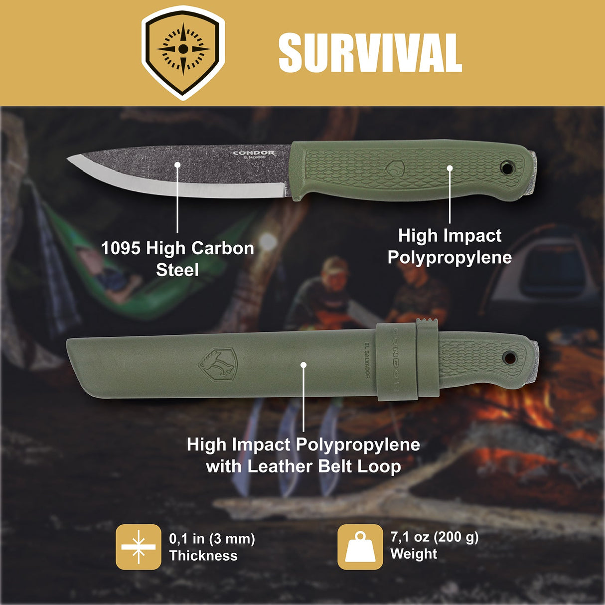 Condor Terrasaur Fixed Blade Knife Army Green
