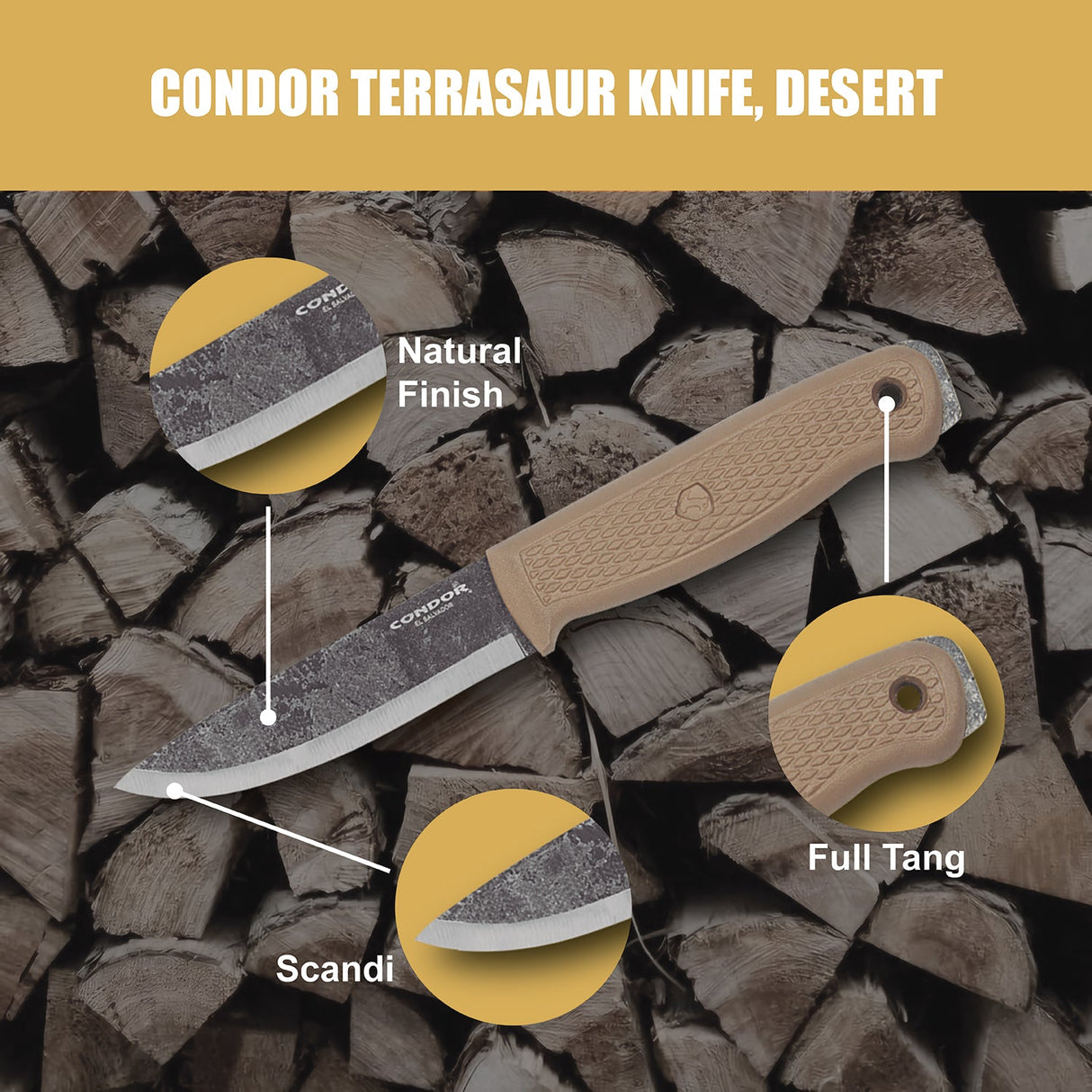 Condor Terrasaur Fixed Blade Knife Desert