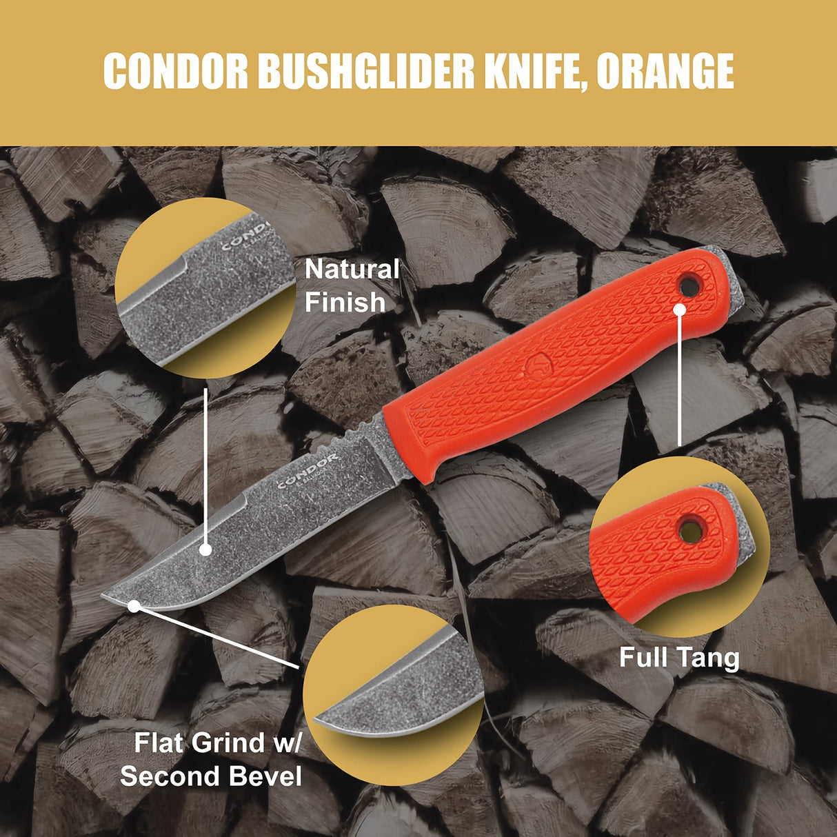 Condor Bushglider Fixed Blade Knife Orange