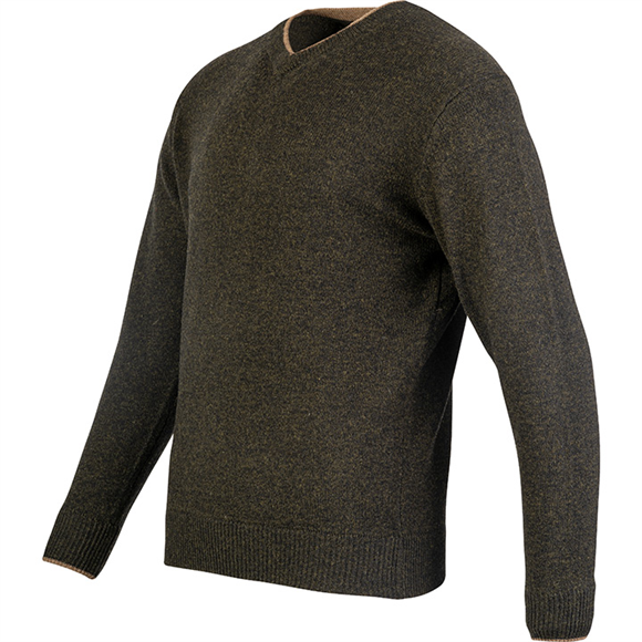 Jack Pyke Ashcombe 100% Lambswool V-Neck - Dark Olive
