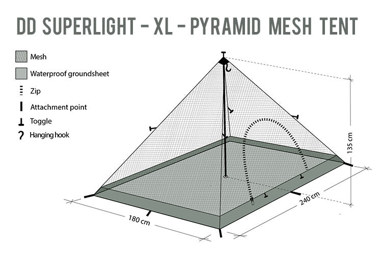 DD Hammocks SuperLight - XL - Pyramid Mesh Tent