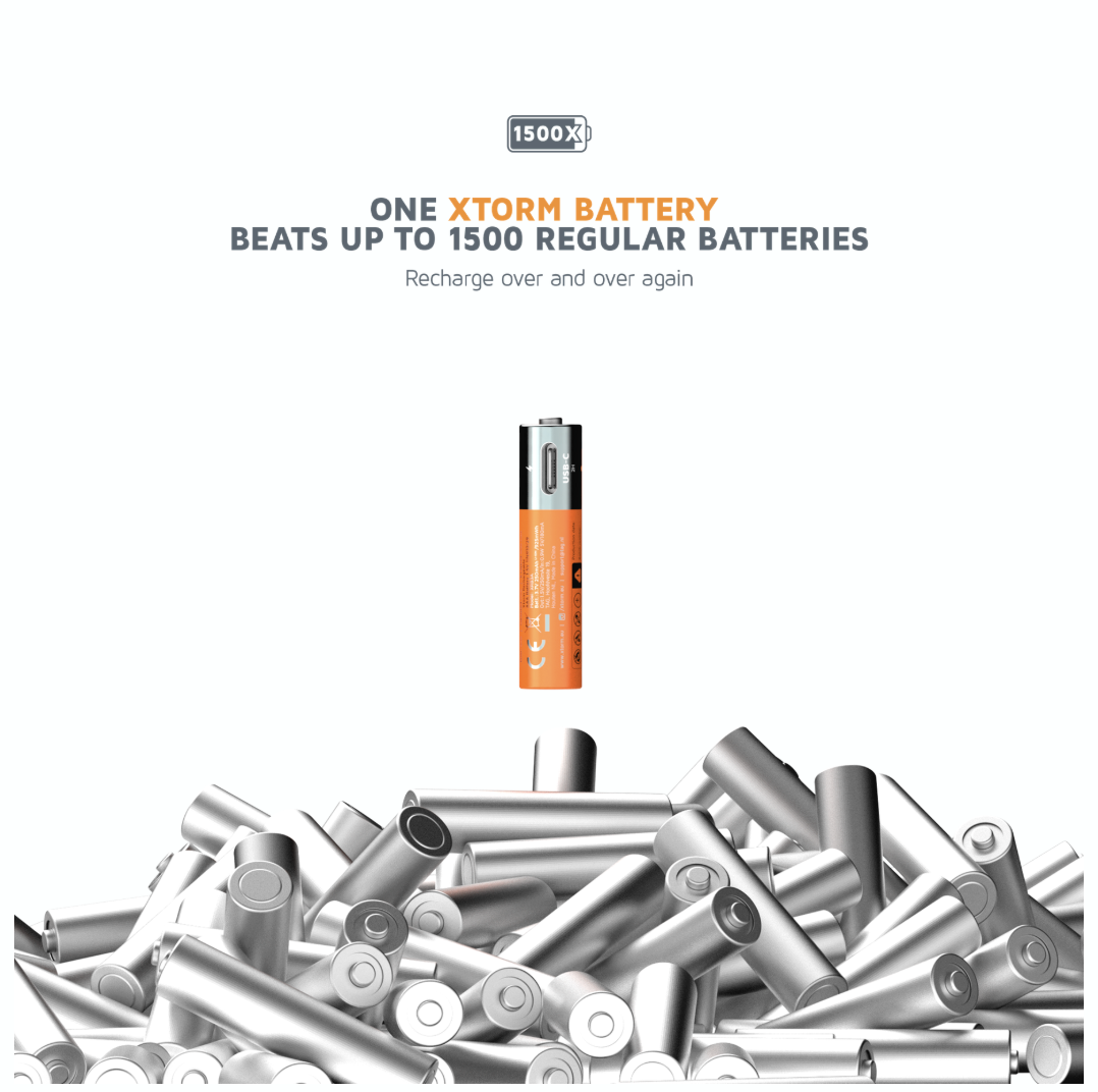 Xtorm Xtorm NextGen AAA Batteries USB-C Rechargeable - 4 Pack - Orange