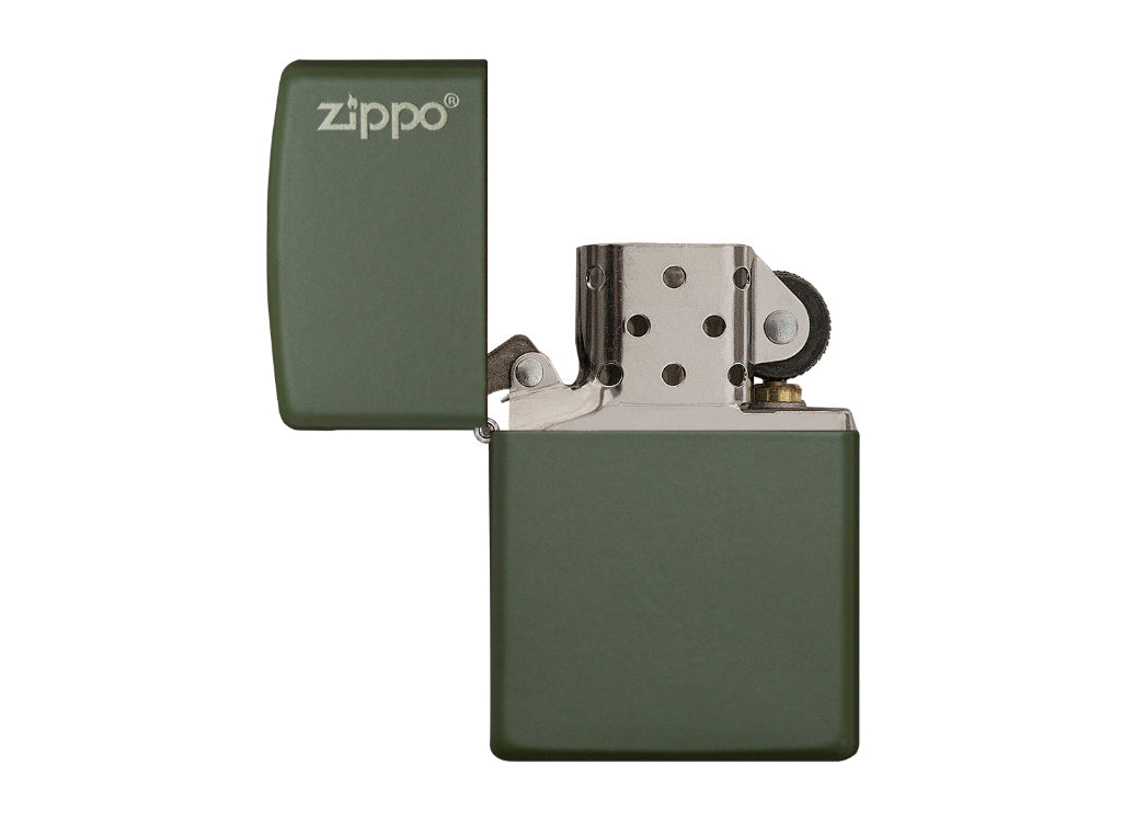 Zippo Classic Green Matte Lighter with Zippo Logo