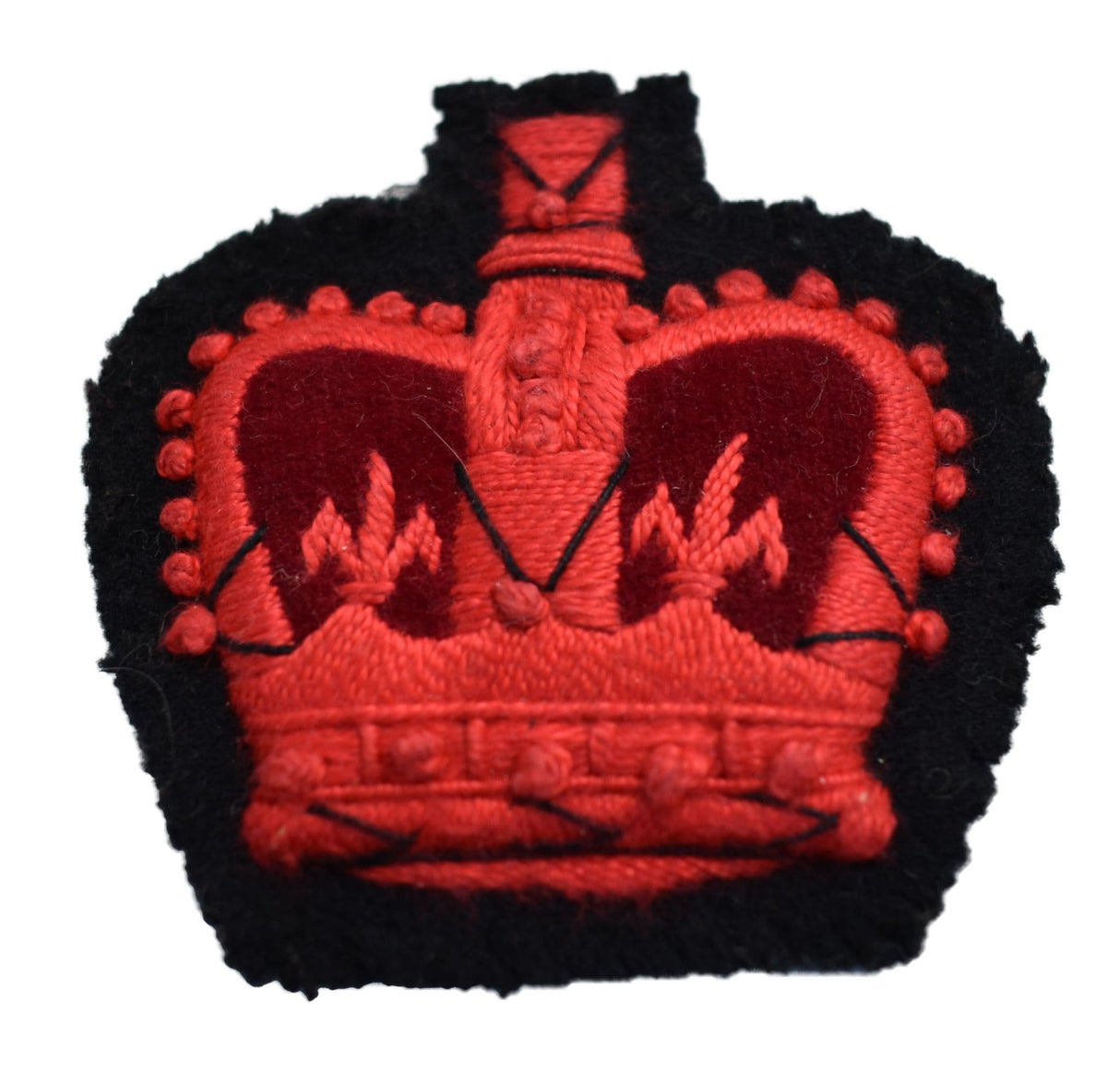 British Military Crown Insignia Patch - Red on Black