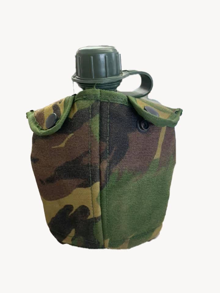 Dutch Military 1L Olive Flask & Camo Bottle Pouch