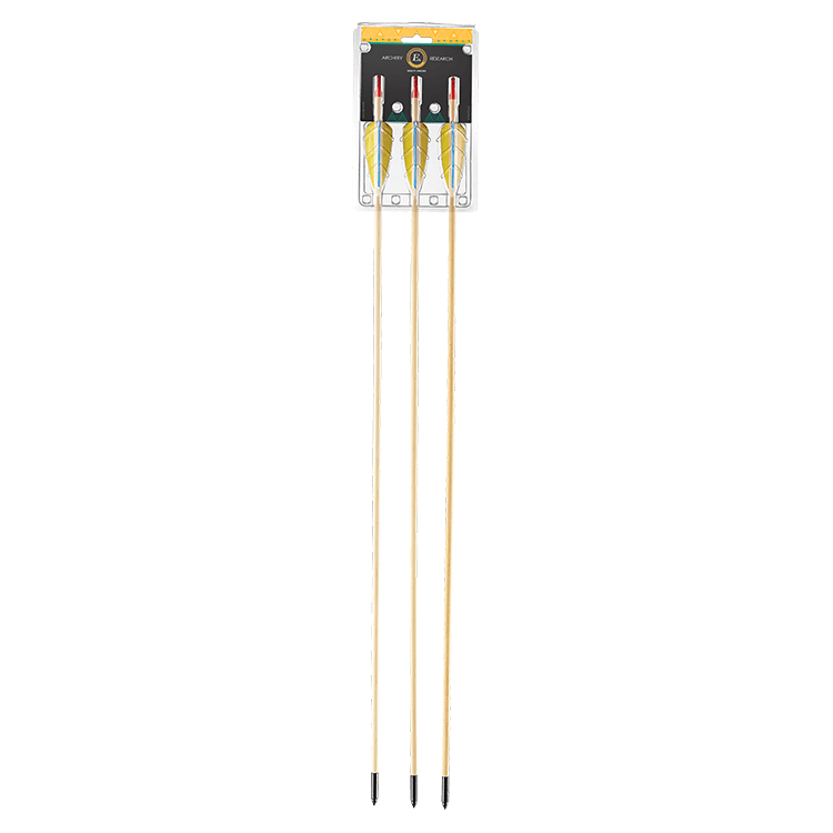 EK Archery Black Point Natural Wooden Feather Arrows 30" - Pack Of 3