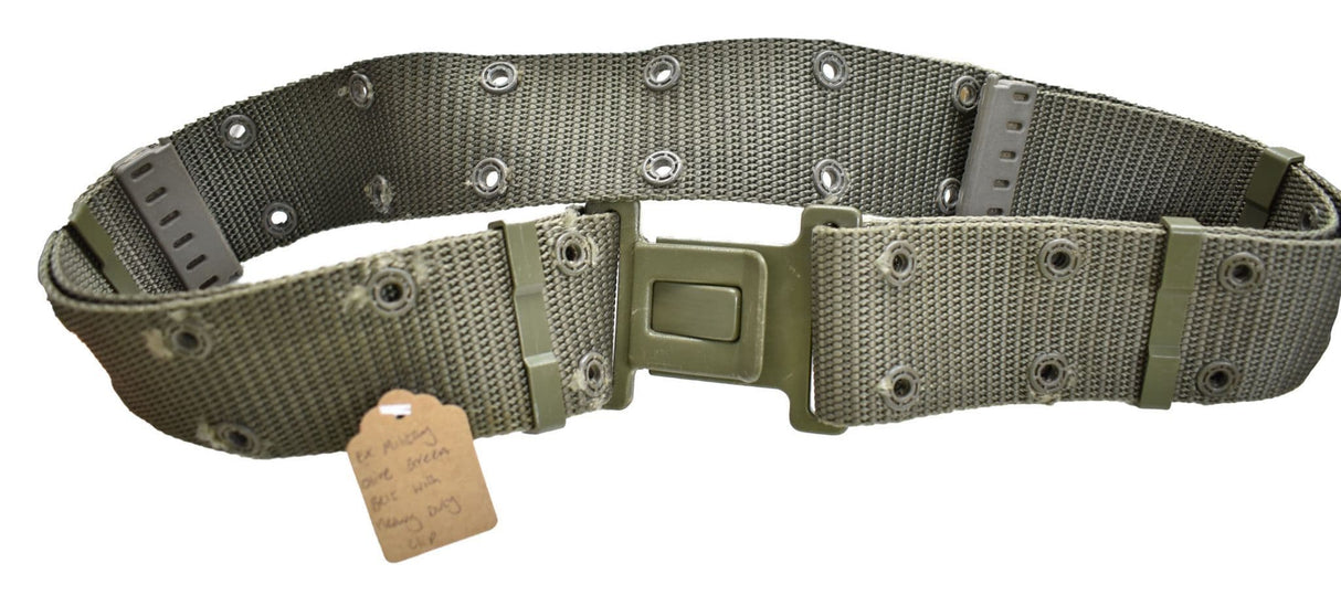 Ex Military Olive Green Belt With Heavy Duty Clip