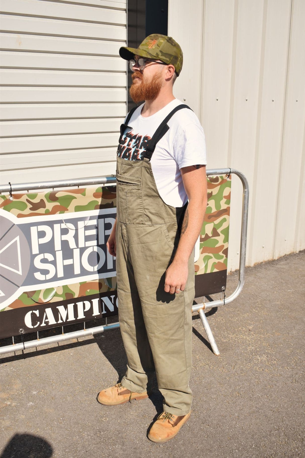 German Olive Green Bib & Brace Trousers With Elasticated Sides