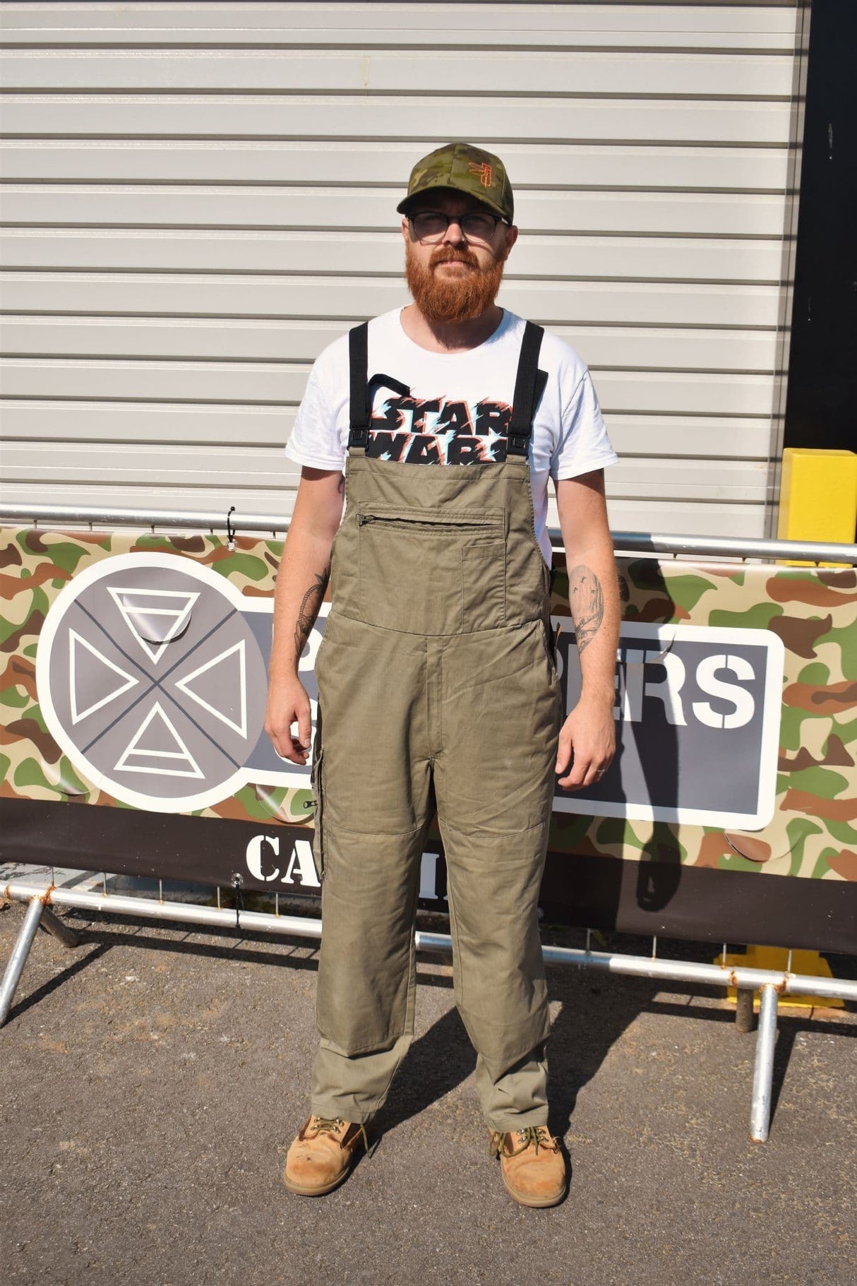 German Olive Green Bib & Brace Trousers With Elasticated Sides