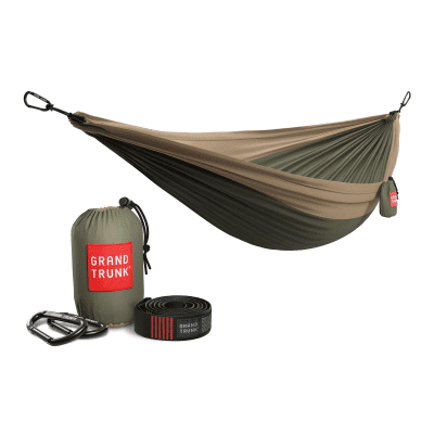 Grand Trunk Double Deluxe Hammock with Straps - Olive Green/Khaki