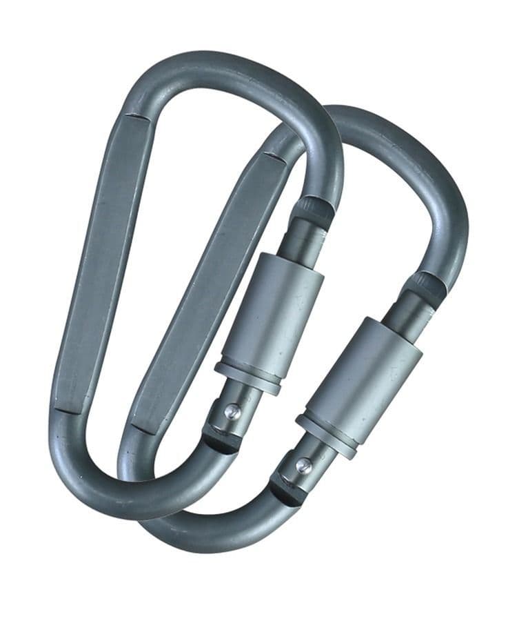 Kombat UK Gunmetal Grey Locking Carabiners 8mm (Pair)
