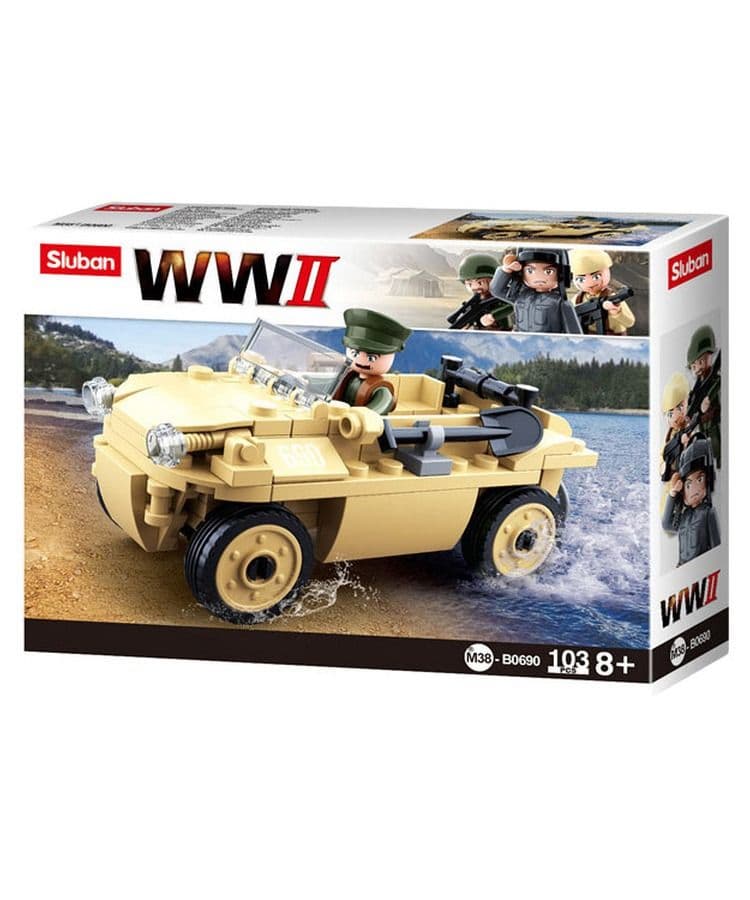 Kombat UK Sluban WWII German Amphibious Tub Car Building Blocks Set - B0690