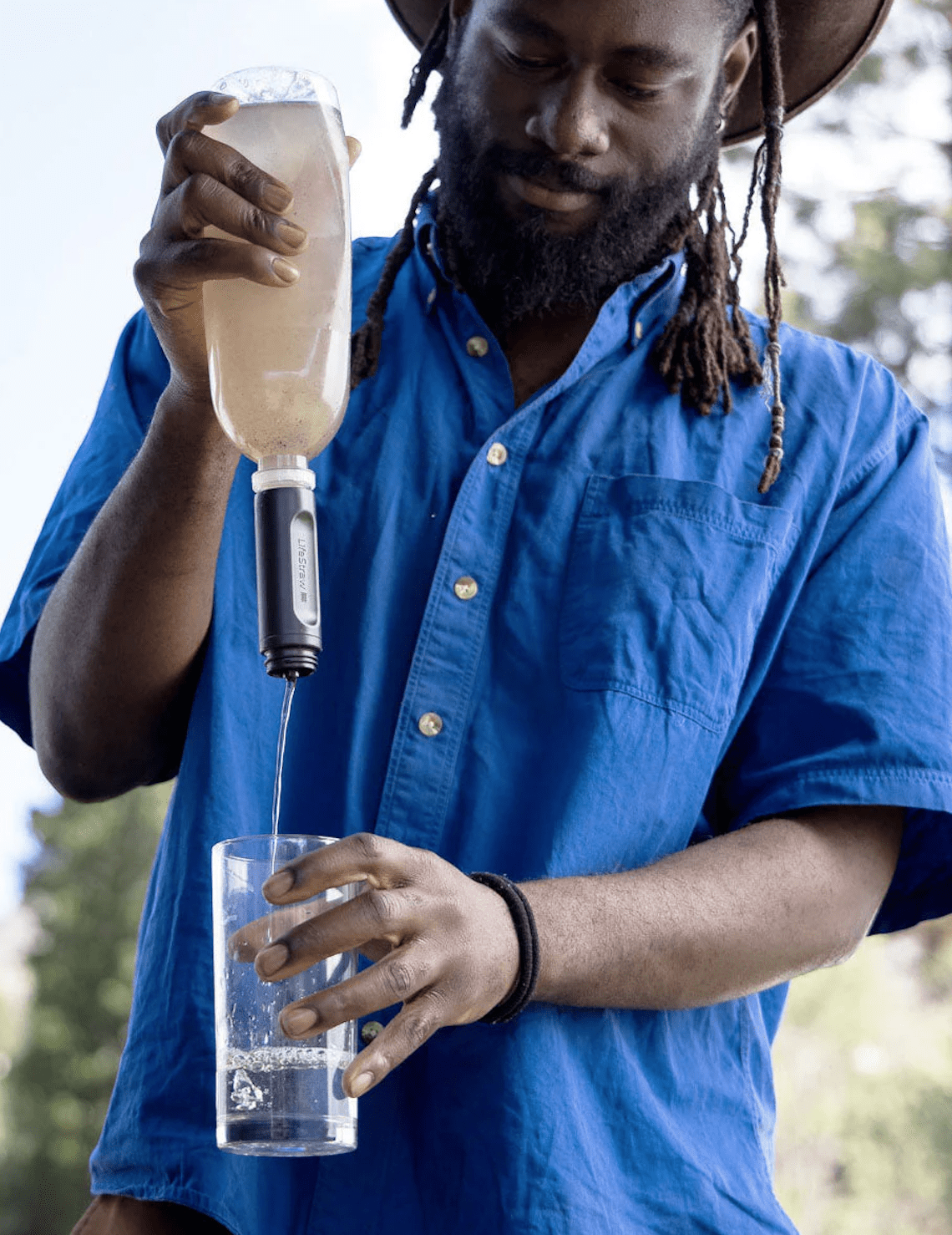 LifeStraw Peak Series Collapsible Squeeze 1L Bottle With Filter - Dark Grey