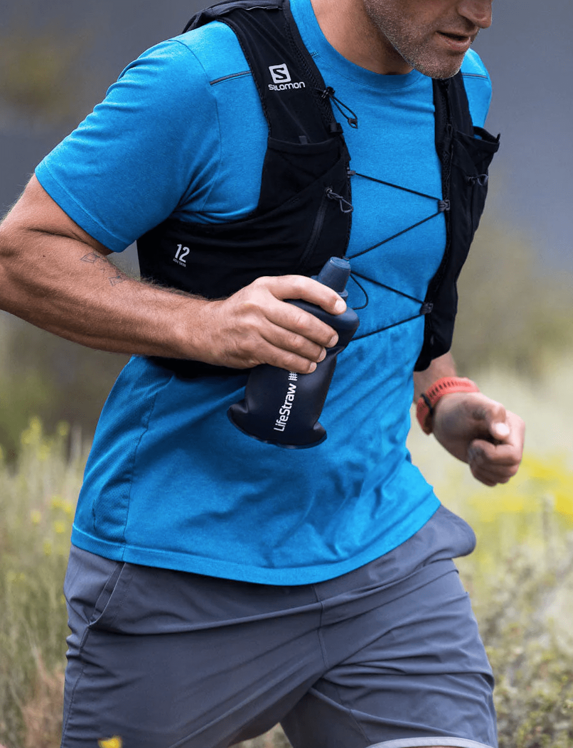 LifeStraw Peak Series Collapsible Squeeze 650ml Bottle With Filter - Dark Grey