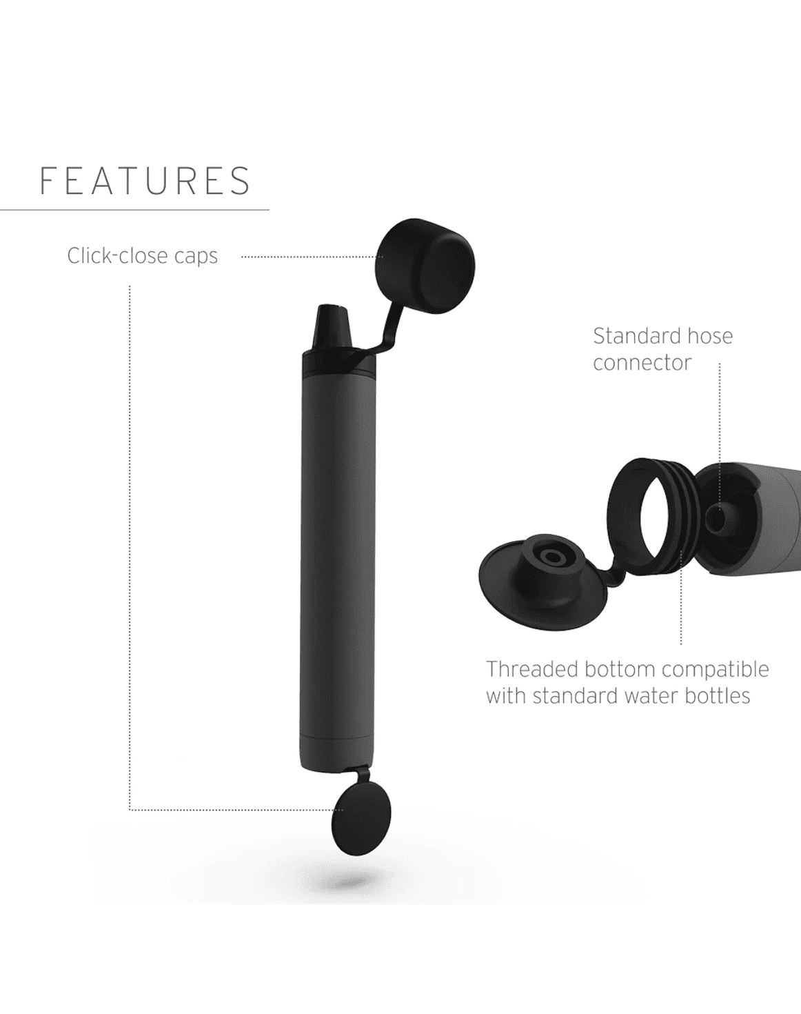 LifeStraw Peak Series Personal Water Filter Straw - Dark Grey