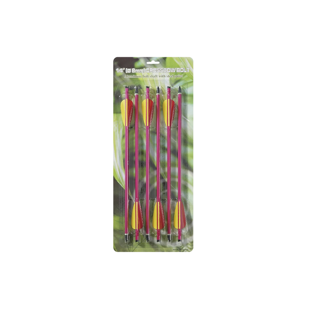 Man Kung 14 Inch Aluminium Crossbow Bolts Red - 6-pack (Ø8mm)