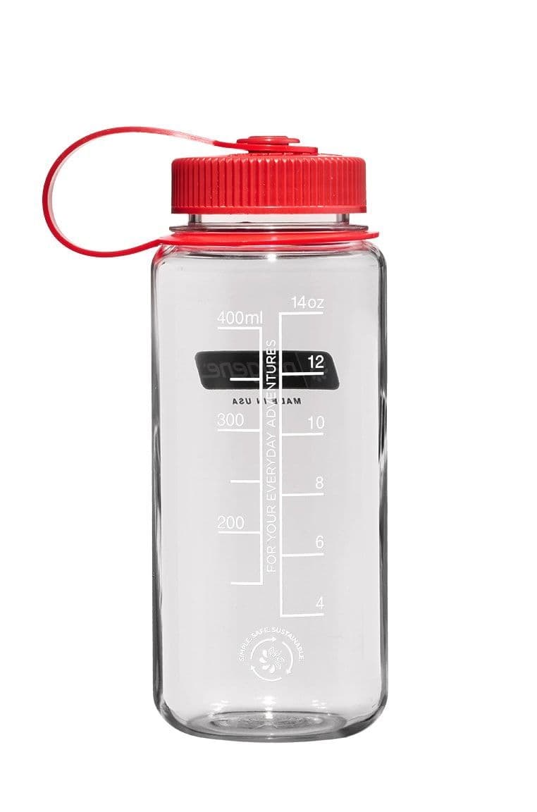 Nalgene 16oz / 0.5L Wide Mouth Sustain Water Bottle - Clear with Red Cap