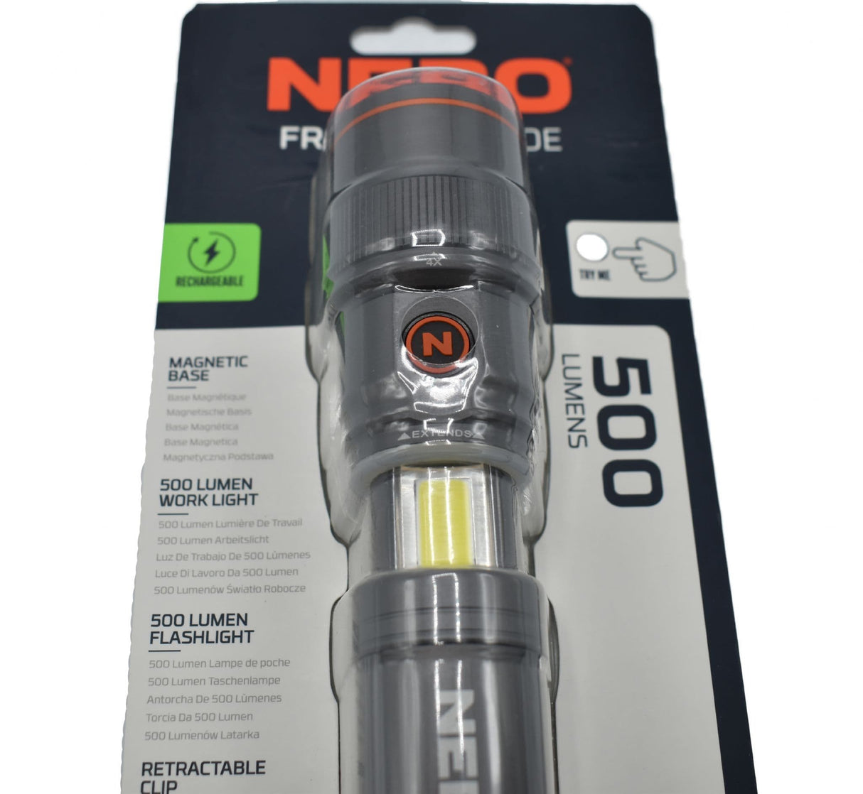 Nebo Franklin Slide Rechargeable 500 Lumen Dual Flashlight and Work Light