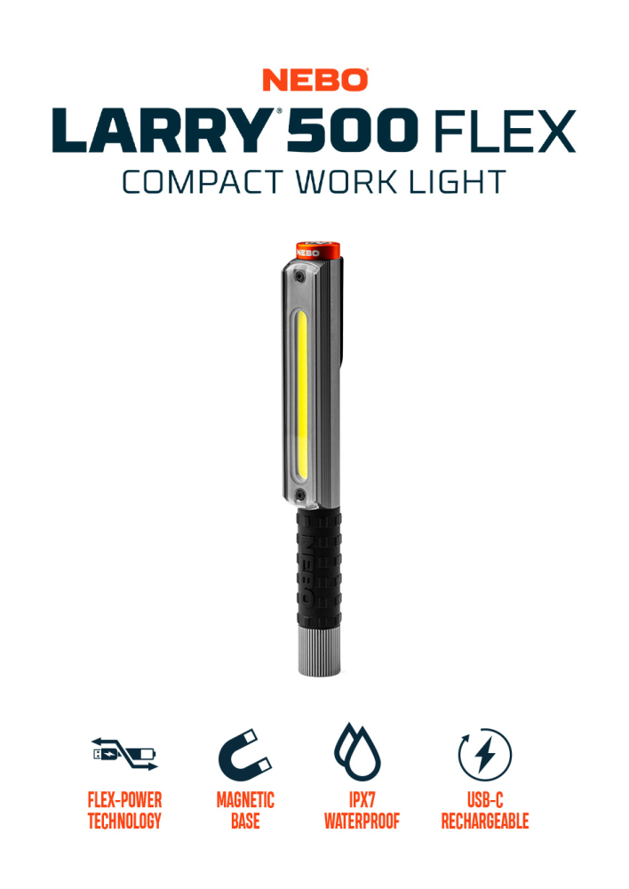 Nebo Lil Larry 500 Flex Work Light - Multi-functional