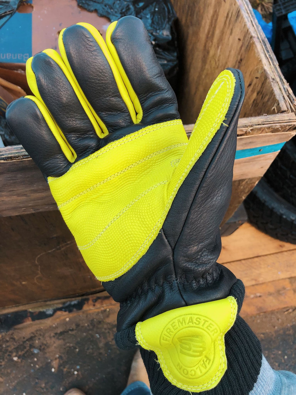 Pyrohde/Porelle Fire Fighters Gloves- Black and Lime