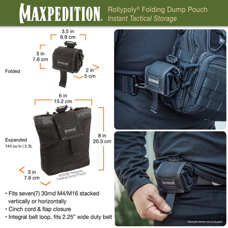 Maxpedition ROLLYPOLY Black Folding Dump Pouch