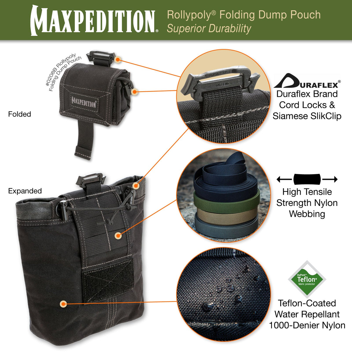 Maxpedition ROLLYPOLY Khaki Foliage Folding Dump Pouch