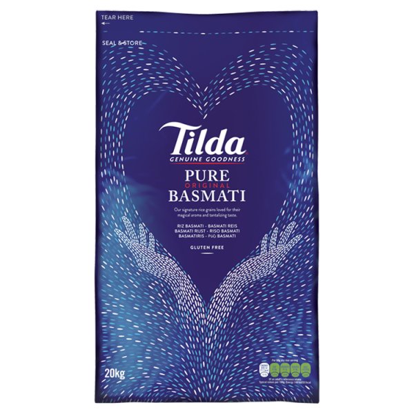 20kg Tilda Pure Original Basmati Rice - Bulk Food Ration Storage