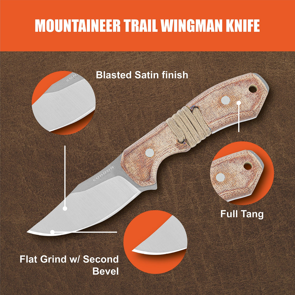 Condor Mountaineer Trail Wingman Fixed Blade Knife