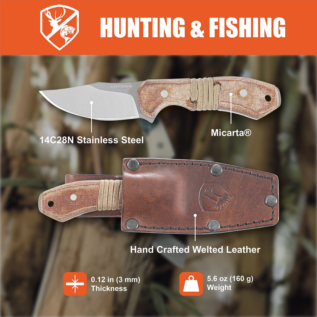 Condor Mountaineer Trail Wingman Fixed Blade Knife