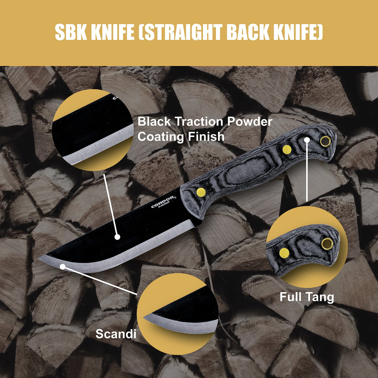 Condor Sbk Fixed Blade Knife (Straight Back Knife)