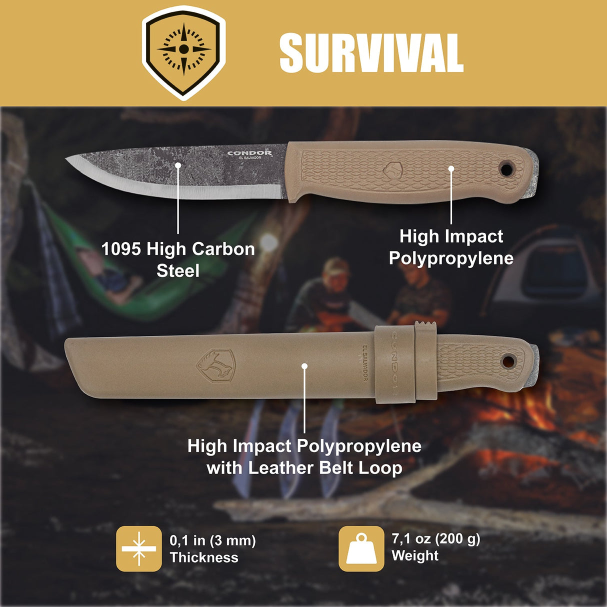 Condor Terrasaur Fixed Blade Knife Desert