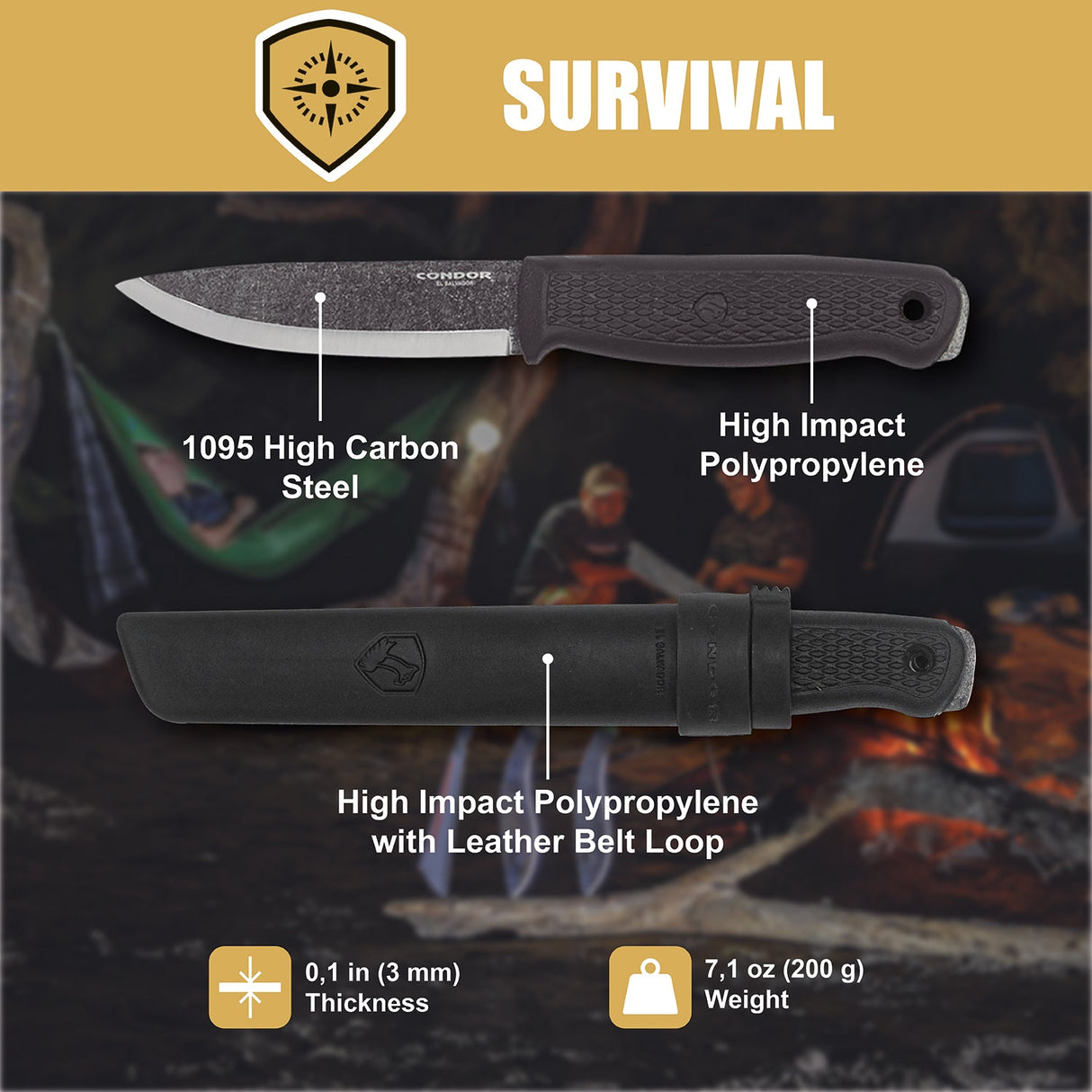 Condor Terrasaur Fixed Blade Knife Black