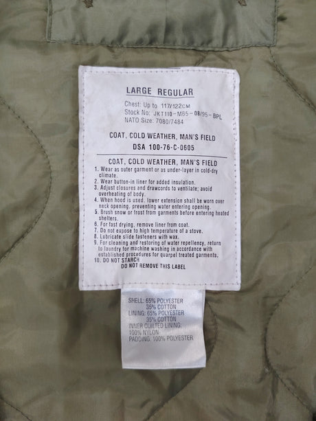 US Military Men's Field Cold Weather M65 Coat Liner