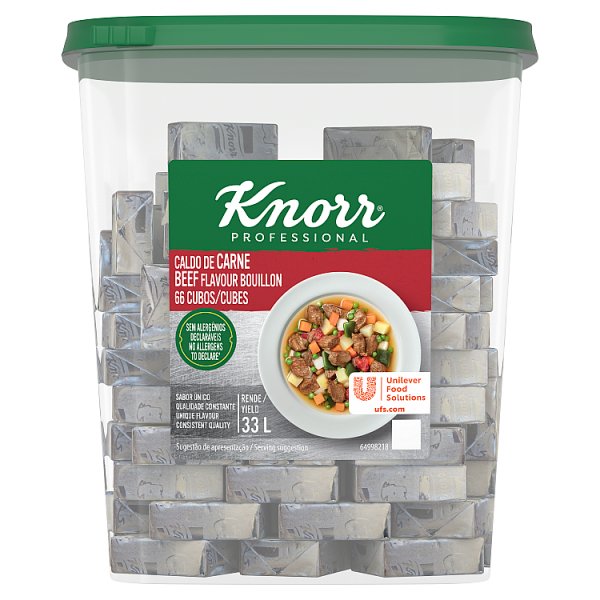10g Knorr Professional Beef Flavour Bouillon Cubes 66 x (660g) - Bulk Food Ration Storage