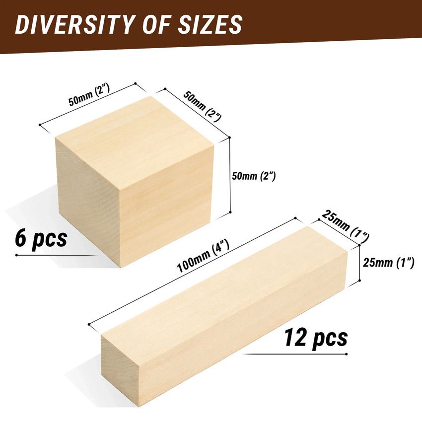 Set of 18 Beavercraft Basswood Carving Block Set