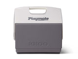 Gray and white cooler with 'Playmate' and 'Igloo' branding on a white background