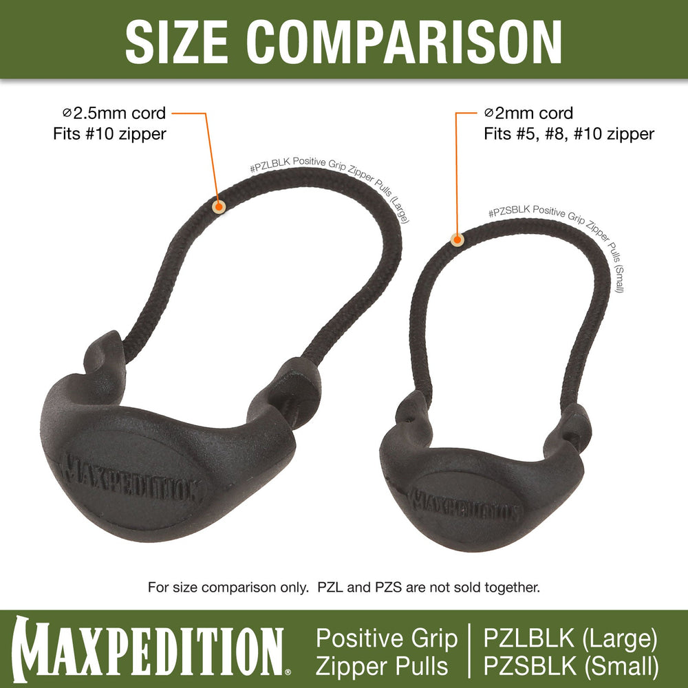 Maxpedition Large Grey  PZL Positive Zipper Pulls Pack of 6
