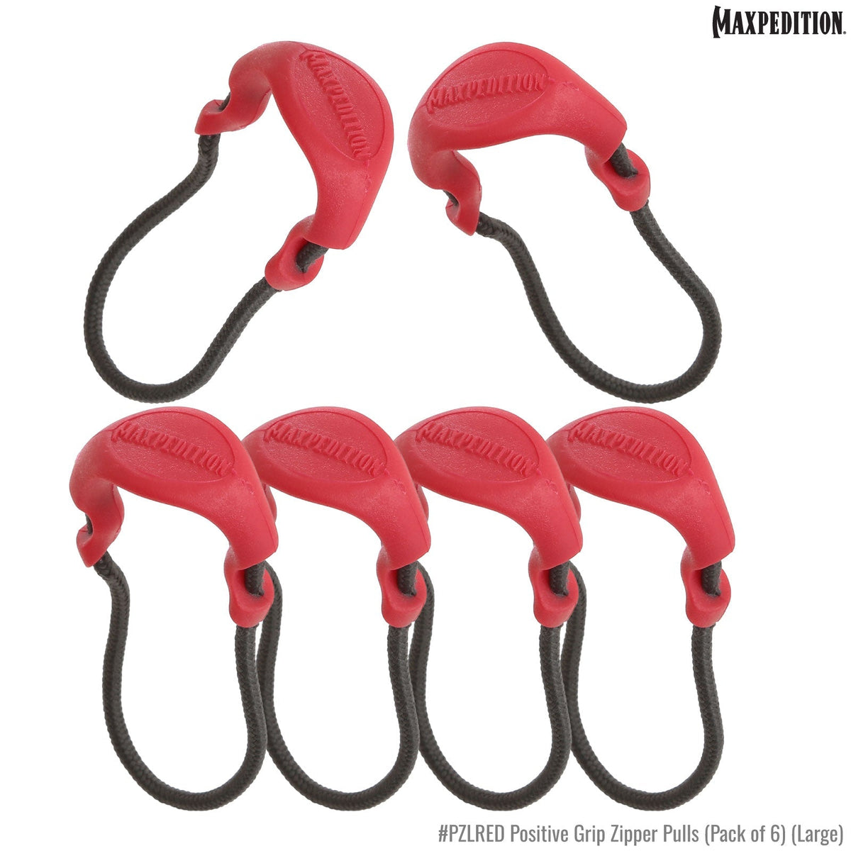 Maxpedition Large EMS PZL Positive Red Zipper Pulls Pack of 6