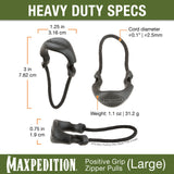 Maxpedition Large Tan PZL Positive Zipper Pulls Pack of 6