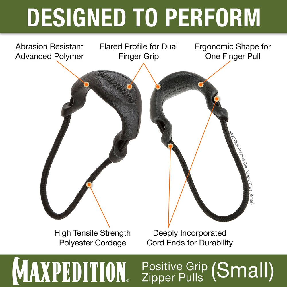 Maxpedition Small EMS Red PZL Positive Grip Zipper PullsPack of 6