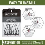 Maxpedition Small Tan PZL Positive Grip Zipper Pulls Pack of 6