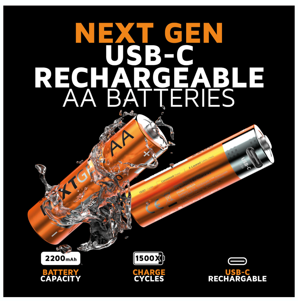 Xtorm Xtorm NextGen AA Batteries USB-C Rechargeable - 4 Pack - Orange