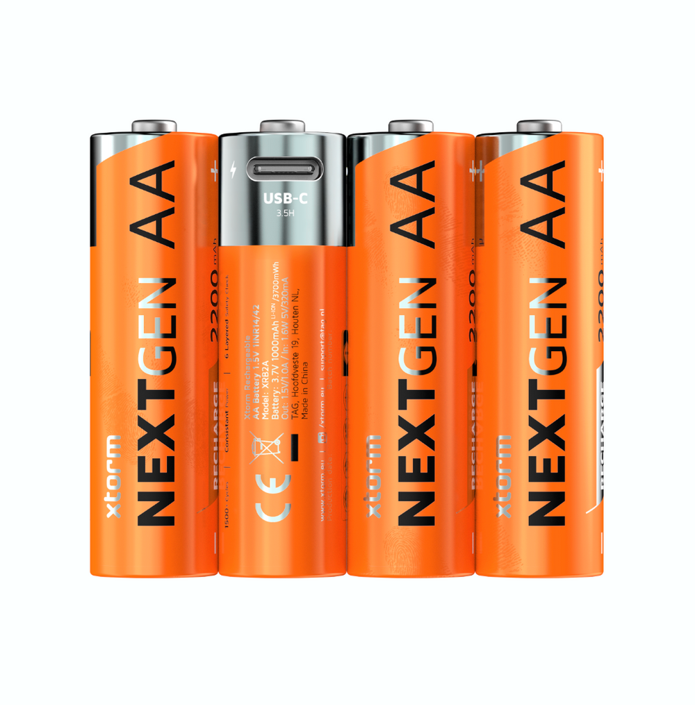 Xtorm Xtorm NextGen AA Batteries USB-C Rechargeable - 4 Pack - Orange