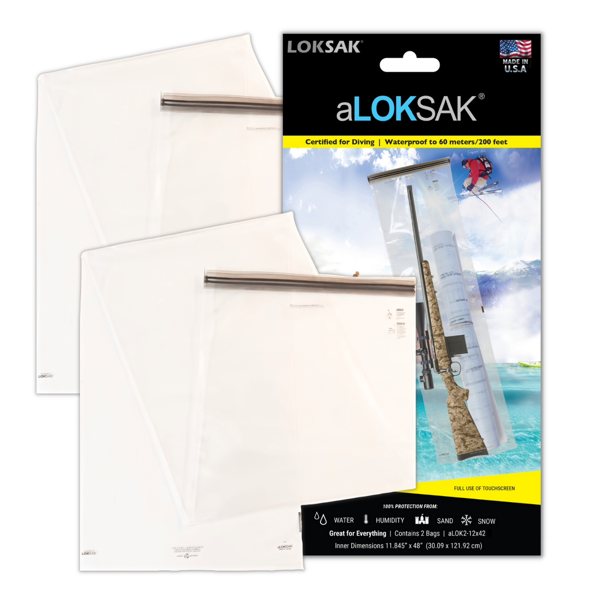 Loksak Aloksak 12x48 Inch Waterproof Storage Bag - 2 Pack