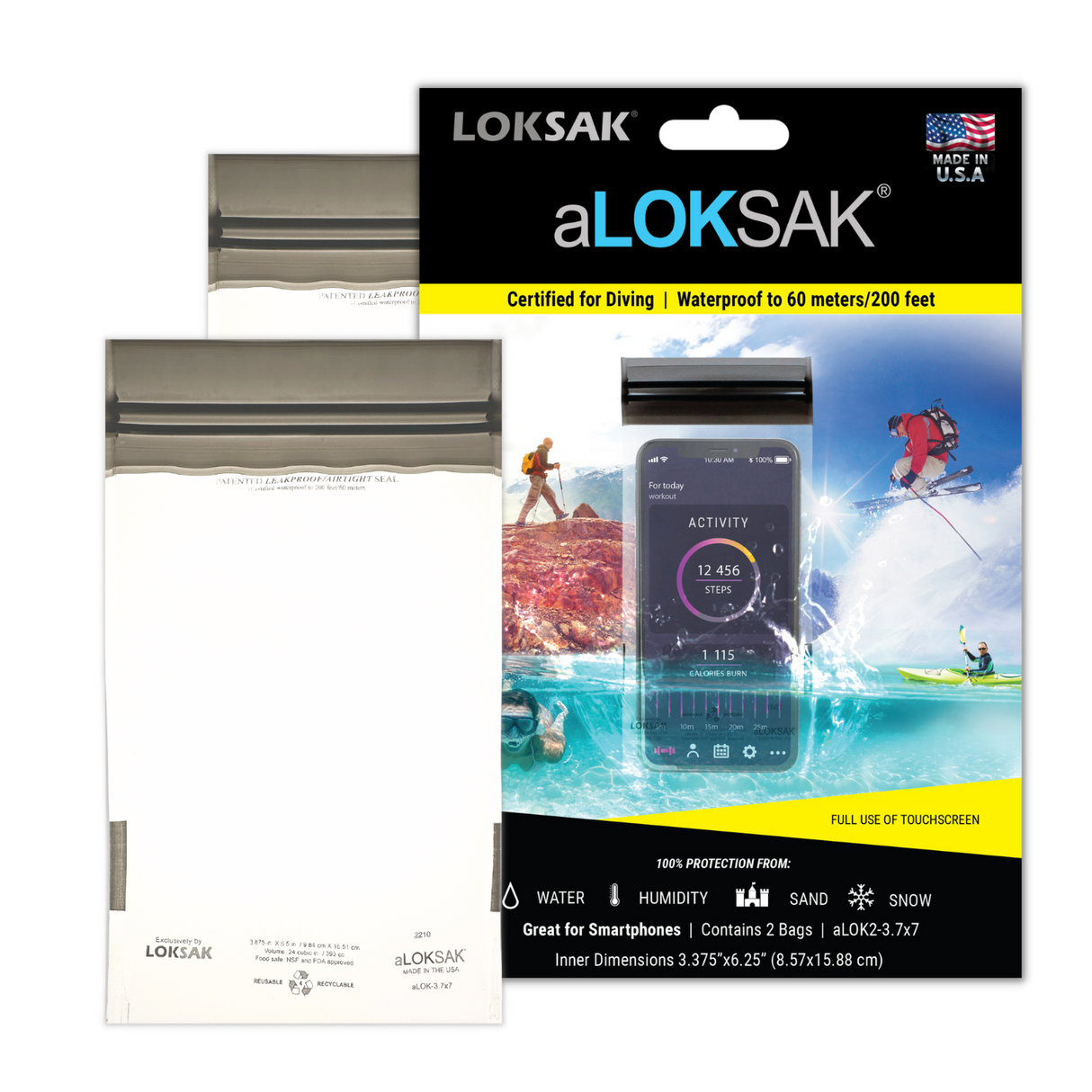 Loksak Aloksak 3.75x7 Inch Waterproof Storage Bag - 2 Pack