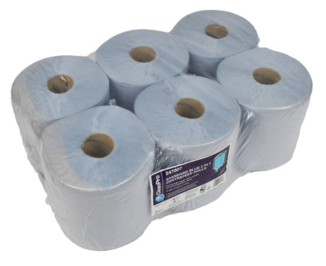 Blue 2ply Centrefeed Paper Rolls - 6 Pack