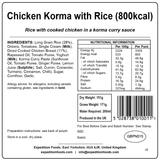 Expedition Foods Freeze Dried Meal Pouch - Chicken Korma With Rice - Various Sizes